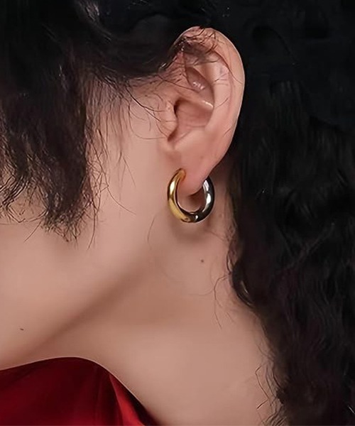 B.I.D.(ビーアイディー)の「《Bz》シルバー&ゴールドリングピアス/両耳用/ユニセックス(T3)(ピアス(両耳用)・メンズ・シルバー・FREE)」の1枚目の写真