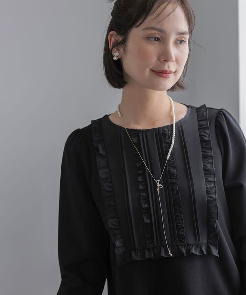 組曲(クミキョク)の「ソフトダンボール フリルカットソー(Tシャツ/カットソー・レディース・ホワイト系/ブラック系・2/3)」の2枚目の写真
