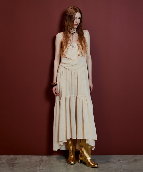 MAISON SPECIAL(メゾンスペシャル)の「Chiffon Lace Camisole Dress/シフォンレースキャミワンピース(ワンピース・レディース・ベージュ/ネイビー・FREE)」の2枚目の写真