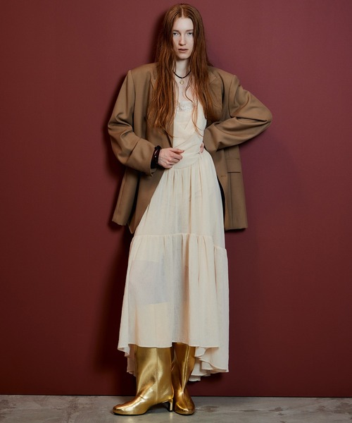 MAISON SPECIAL(メゾンスペシャル)の「Chiffon Lace Camisole Dress/シフォンレースキャミワンピース(ワンピース・レディース・ベージュ/ネイビー・FREE)」の6枚目の写真