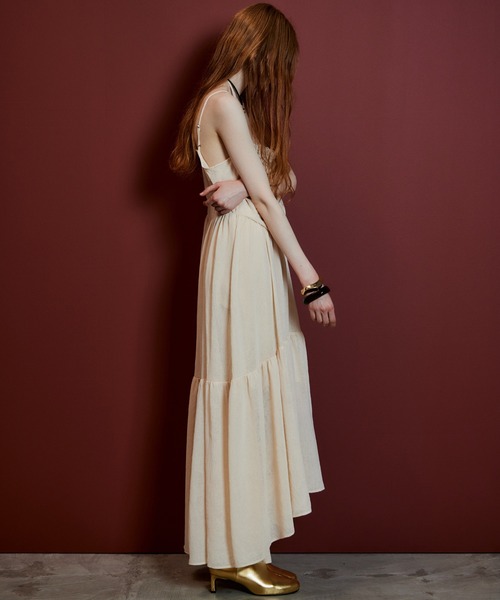 MAISON SPECIAL(メゾンスペシャル)の「Chiffon Lace Camisole Dress/シフォンレースキャミワンピース(ワンピース・レディース・ベージュ/ネイビー・FREE)」の4枚目の写真