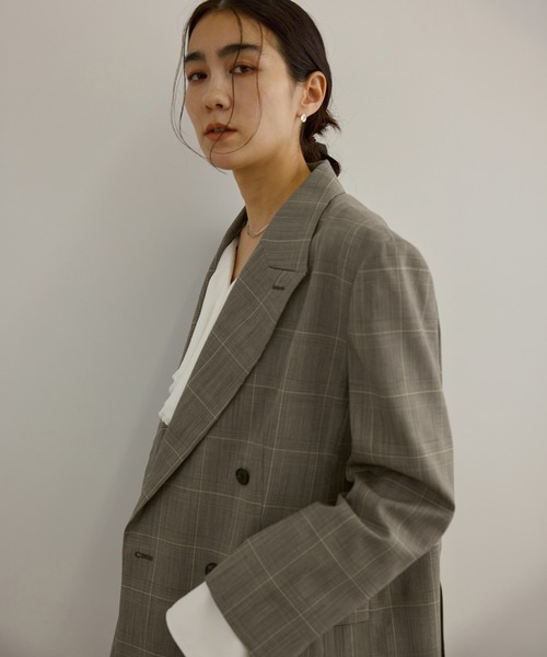SALON adam et rope'(サロン アダム エ ロペ)の「ハイツイストウールダブルジャケット / セットアップ対応(テーラードジャケット・レディース・ブラウン/ブラック・FREE)」の16枚目の写真