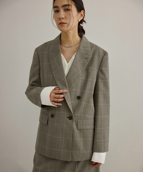 SALON adam et rope'(サロン アダム エ ロペ)の「ハイツイストウールダブルジャケット / セットアップ対応(テーラードジャケット・レディース・ブラウン/ブラック・FREE)」の6枚目の写真
