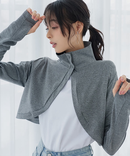 UVカット＆接触冷感 ] M L 首まで隠れる日避けボレロ（カーディガン