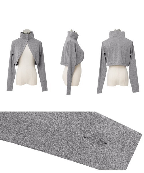 KOBE LETTUCE（コウベレタス）の「[ UVカット＆接触冷感 ] M L 首まで隠れる日避けボレロ（カーディガン/ボレロ・レディース・グレー系/ブラック系/ホワイト系/ブラック/ホワイト/杢グレー・L1/M1/L/M）」の18枚目の写真