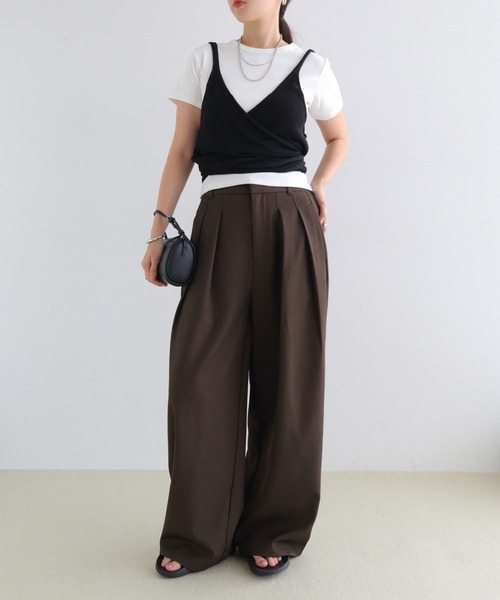 andme(アンドミー)の「2タックロングワイドパンツ【無地/ドット】(その他パンツ・レディース・グレイッシュベージュ/ブラウン/ブラック/ブラウン系その他/ブラック系その他・M/L)」の10枚目の写真