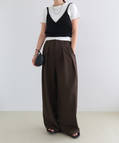 andme(アンドミー)の「2タックロングワイドパンツ【無地/ドット】(その他パンツ・レディース・グレイッシュベージュ/ブラウン/ブラック/ブラウン系その他/ブラック系その他・M/L)」の7枚目の写真