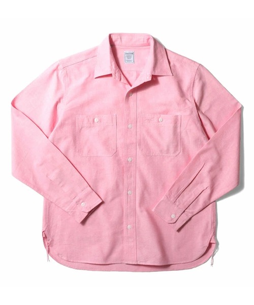 HOUSTON(ヒューストン)の「HOUSTON ヒューストン OXFORD L/S WORK SHIRT オックスフォード 長袖 ワークシャツ(シャツ/ブラウス・メンズ・ピンク/ホワイト・15.5/18.5/17.5/16.5)」の4枚目の写真