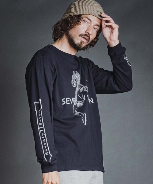 seventy seven(セブンティセブン)の「mlt5785- middle oz L-S fine t-shirt(77lady2) ロングスリーブTシャツ(7726W350)(Tシャツ/カットソー・メンズ・ホワイト/ブラック/ネイビー・S/M/L/XL)」の3枚目の写真