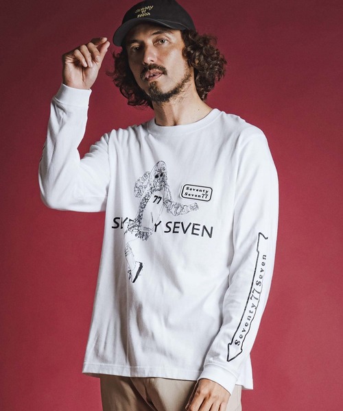 seventy seven(セブンティセブン)の「mlt5785- middle oz L-S fine t-shirt(77lady2) ロングスリーブTシャツ(7726W350)(Tシャツ/カットソー・メンズ・ホワイト/ブラック/ネイビー・S/M/L/XL)」の4枚目の写真