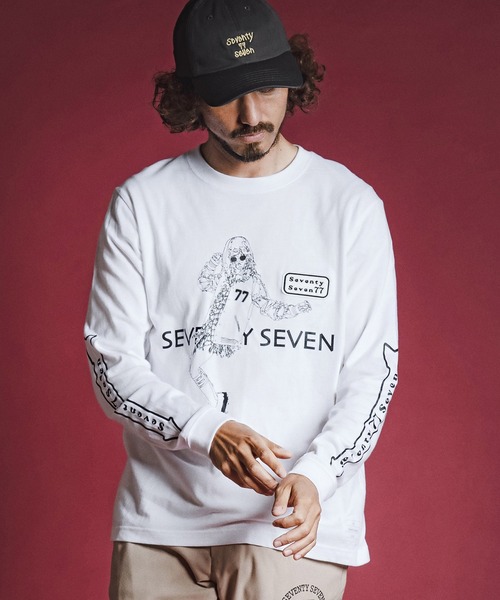 seventy seven(セブンティセブン)の「mlt5785- middle oz L-S fine t-shirt(77lady2) ロングスリーブTシャツ(7726W350)(Tシャツ/カットソー・メンズ・ホワイト/ブラック/ネイビー・S/M/L/XL)」の5枚目の写真