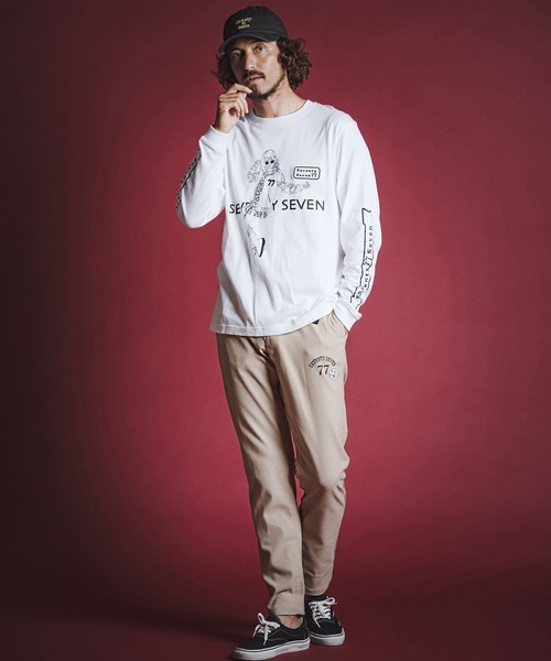 seventy seven(セブンティセブン)の「mlt5785- middle oz L-S fine t-shirt(77lady2) ロングスリーブTシャツ(7726W350)(Tシャツ/カットソー・メンズ・ホワイト/ブラック/ネイビー・S/M/L/XL)」の6枚目の写真