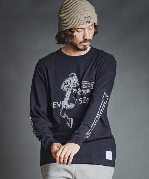 seventy seven(セブンティセブン)の「mlt5785- middle oz L-S fine t-shirt(77lady2) ロングスリーブTシャツ(7726W350)(Tシャツ/カットソー・メンズ・ホワイト/ブラック/ネイビー・S/M/L/XL)」の9枚目の写真