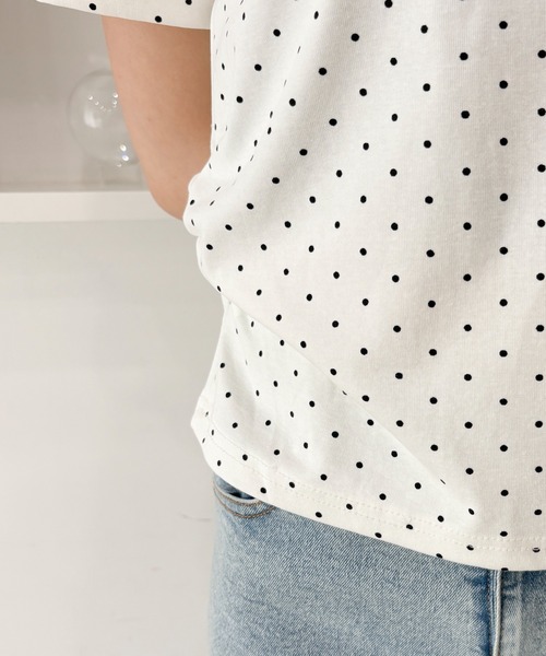 WEGO(ウィゴー)の「WEGO/【26年春夏新作】ドットサイドギャザーT(Tシャツ/カットソー・レディース・ホワイト/ブラック・FREE)」の7枚目の写真