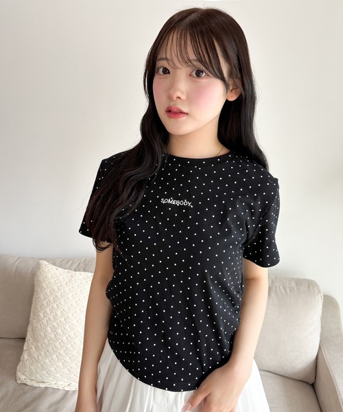 WEGO(ウィゴー)の「WEGO/【26年春夏新作】ドットサイドギャザーT(Tシャツ/カットソー・レディース・ホワイト/ブラック・FREE)」の15枚目の写真