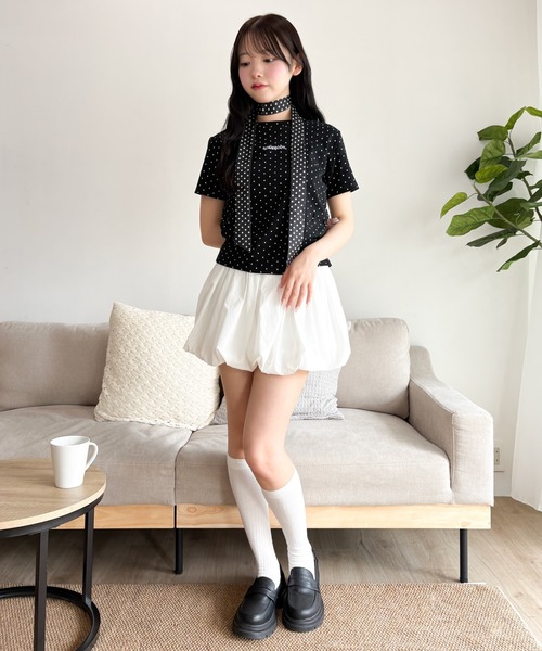 WEGO(ウィゴー)の「WEGO/【26年春夏新作】ドットサイドギャザーT(Tシャツ/カットソー・レディース・ホワイト/ブラック・FREE)」の17枚目の写真