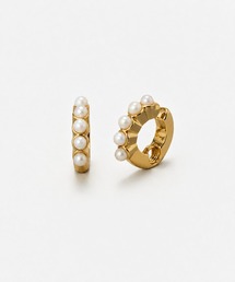 Phoebe | 【金属アレルギー対応】パールラインスナップイヤリング/ニッケルフリー 小ぶりフープ 結婚式二次会 お呼ばれ ピアス見え(イヤリング)