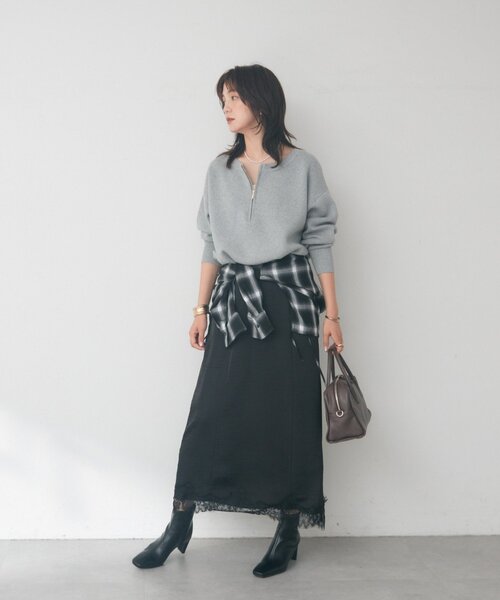 RIVE DROITE(リヴドロワ)の「【6.5cmヒール】ヒールショートブーツ(ブーツ・レディース・ライトベージュ/ブラック・LARGE/SMALL/MEDIUM)」の17枚目の写真