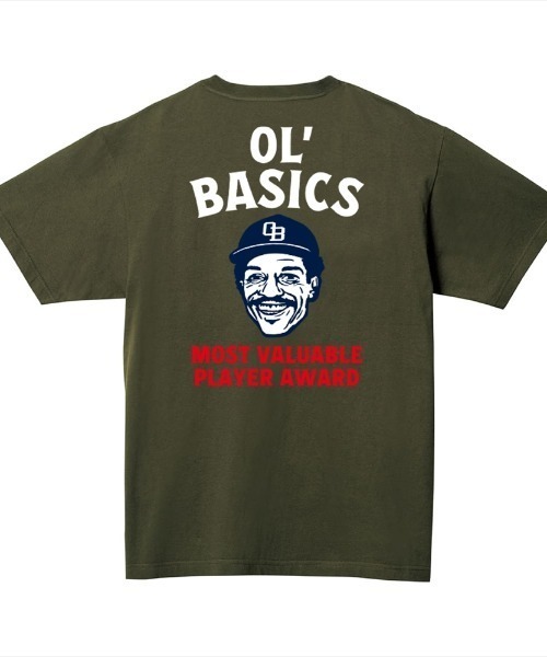 Ol' Basics(オールベーシックス)の「Ol' Basics(オール・ベーシックス) 半袖Tシャツ イラスト ロゴ バックプリント ポケットTシャツ 半袖 トップス カットソー アメカジ カジュアル メンズ レディース ユニセックス(Tシャツ/カットソー・メンズ・ホワイト/ヘザーグレー/ブラック/オレンジ/アーミー・L/XL/M)」の4枚目の写真