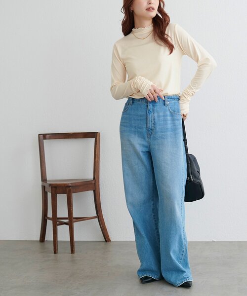 DISCOAT(ディスコート)の「【WEB限定】袖口シャーリングシアーメロートップス(Tシャツ/カットソー・レディース・グリーン系/アイボリー/ブラック/ブラウン・FREE)」の20枚目の写真