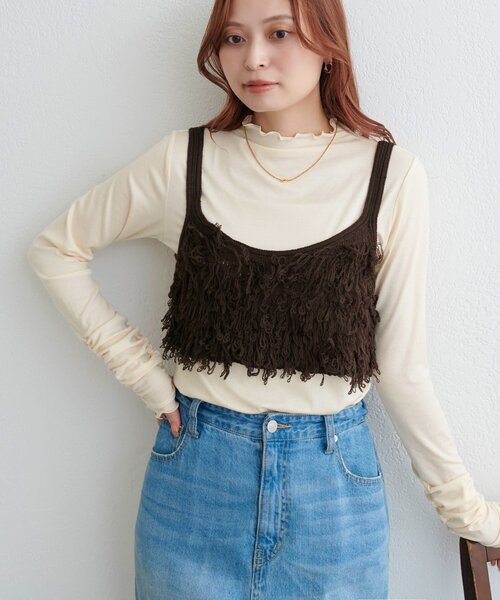 DISCOAT(ディスコート)の「【WEB限定】袖口シャーリングシアーメロートップス(Tシャツ/カットソー・レディース・グリーン系/アイボリー/ブラック/ブラウン・FREE)」の21枚目の写真