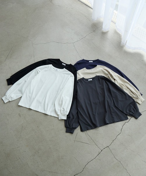 Aunely(オーネリー)の「【Aunely】シルケット袖ボリュームプルオーバー<YOSOOIシリーズ>(Tシャツ/カットソー・レディース・ネイビー/オフホワイト/ダークグレー/ブラック/グレイッシュベージュ・M/L)」の19枚目の写真