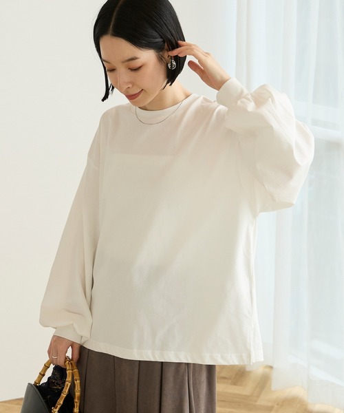 Aunely(オーネリー)の「【Aunely】シルケット袖ボリュームプルオーバー<YOSOOIシリーズ>(Tシャツ/カットソー・レディース・ネイビー/オフホワイト/ダークグレー/ブラック/グレイッシュベージュ・M/L)」の21枚目の写真