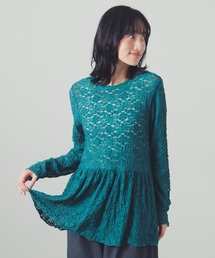 レースジャカードペプラムカットソー
