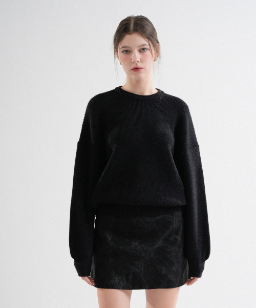 VLETI（ブレッティ）の「Viscose Balloon Round Knit (Black)（ニット/セーター・レディース・ブラック・FREE）」の2枚目の写真