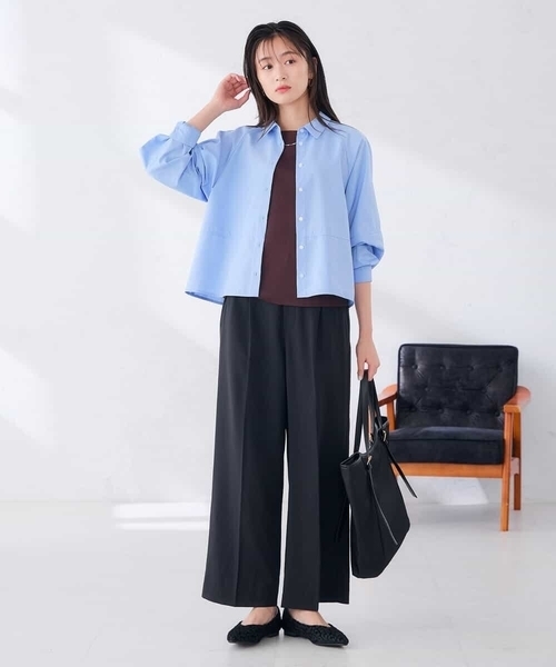 a.v.v(アーヴェヴェ)の「バックタック切替ブラウス(シャツ/ブラウス・レディース・ダークインディゴブルー/ブラウン・40/38)」の20枚目の写真