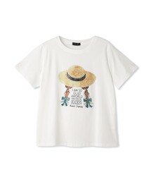 ハットガールプリントTシャツ
