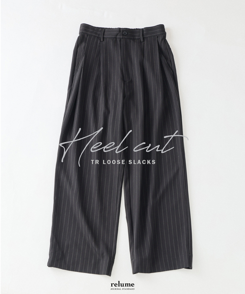 JOURNAL STANDARD relume(ジャーナルスタンダード レリューム)の「ヒールカット ルーズ ストライプ スラックス(スラックス・メンズ・グレー/ブラック/ネイビー・MEDIUM/SMALL/LARGE)」の1枚目の写真
