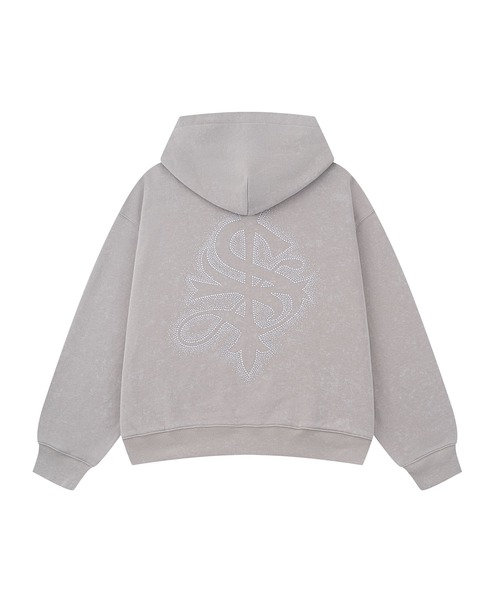 SUPPLIER(サプライヤー)の「ジップフーディ|Spray Cross Rhinestone Zip Hoodie|SUPPLIER(パーカー・メンズ・ブラック/ベージュ/ピンク・MEDIUM/LARGE/X-LARGE/SMALL)」の2枚目の写真
