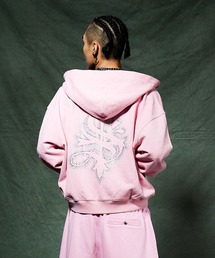 ジップフーディ|Spray Cross Rhinestone Zip Hoodie|SUPPLIER