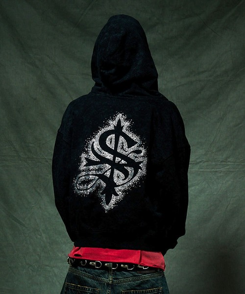 SUPPLIER(サプライヤー)の「ジップフーディ|Spray Cross Rhinestone Zip Hoodie|SUPPLIER(パーカー・メンズ・ブラック/ベージュ/ピンク・MEDIUM/LARGE/X-LARGE/SMALL)」の1枚目の写真