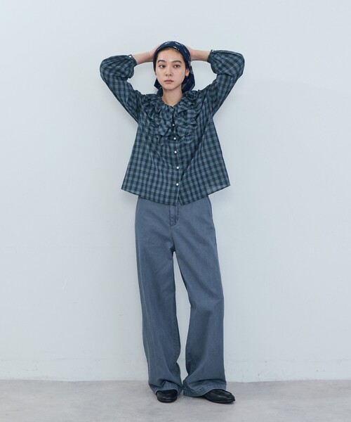 ADIEU TRISTESSE（アデュートリステス）の「ツイルストレートパンツ（スラックス・レディース・ブラウン/ブルー・38）」の17枚目の写真