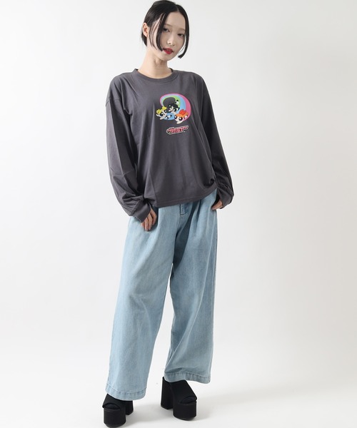 ARCADE(アーケード)の「THE POWERPUFF GIRLS パワーパフガールズ オーバーサイズ レディース 長袖 プリントTシャツ(Tシャツ/カットソー・レディース・チャコール/ブラック・L/M)」の7枚目の写真