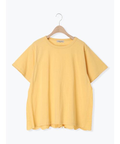 Samansa Mos2(サマンサ モスモス)の「【接触冷感】バックスカラップレースTシャツ(Tシャツ/カットソー・レディース・ブラック/オフホワイト/ブルー/イエロー・F)」の4枚目の写真