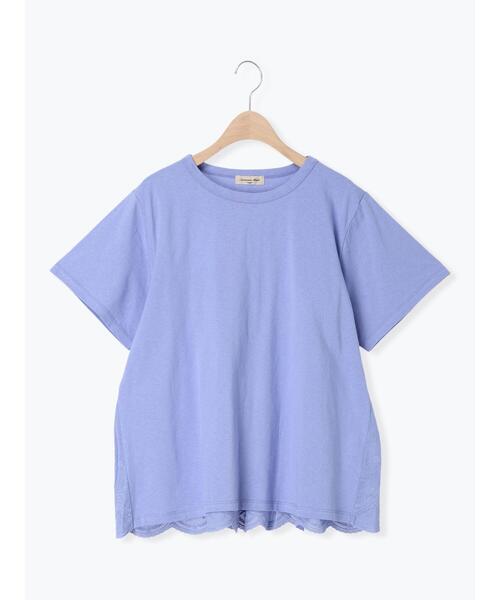 Samansa Mos2(サマンサ モスモス)の「【接触冷感】バックスカラップレースTシャツ(Tシャツ/カットソー・レディース・ブラック/オフホワイト/ブルー/イエロー・F)」の1枚目の写真