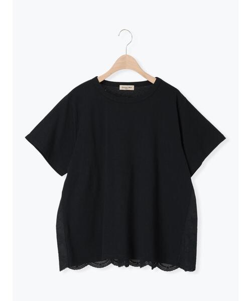 Samansa Mos2(サマンサ モスモス)の「【接触冷感】バックスカラップレースTシャツ(Tシャツ/カットソー・レディース・ブラック/オフホワイト/ブルー/イエロー・F)」の3枚目の写真