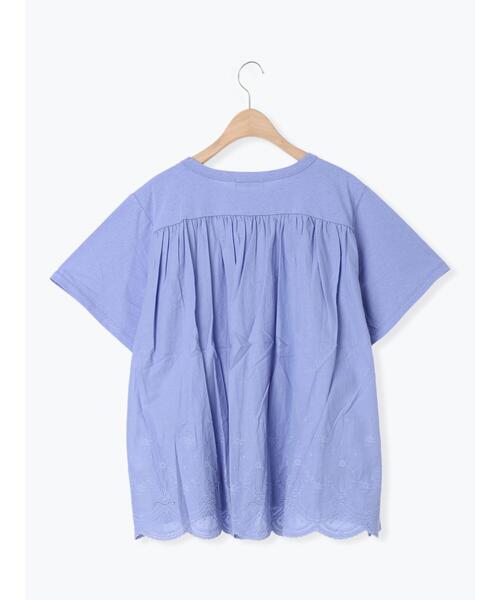 Samansa Mos2(サマンサ モスモス)の「【接触冷感】バックスカラップレースTシャツ(Tシャツ/カットソー・レディース・ブラック/オフホワイト/ブルー/イエロー・F)」の6枚目の写真