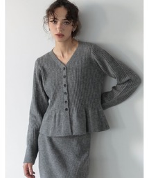 [2026AW COLLECTION]アルパカタッチVネックリブニットぺプラムカーディガン