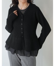 [2026AW COLLECTION]アルパカタッチVネックリブニットぺプラムカーディガン