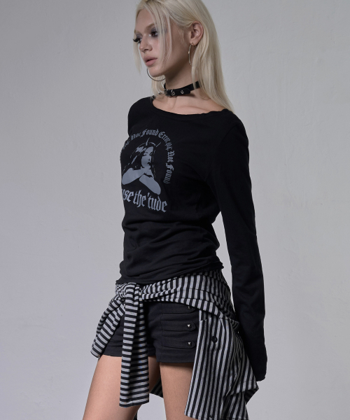 FANCY CLUB(ファンシークラブ)の「LOST シグナル ロングスリーブ (ブラック) F26ZB528(Tシャツ/カットソー・レディース・その他・FREE)」の3枚目の写真
