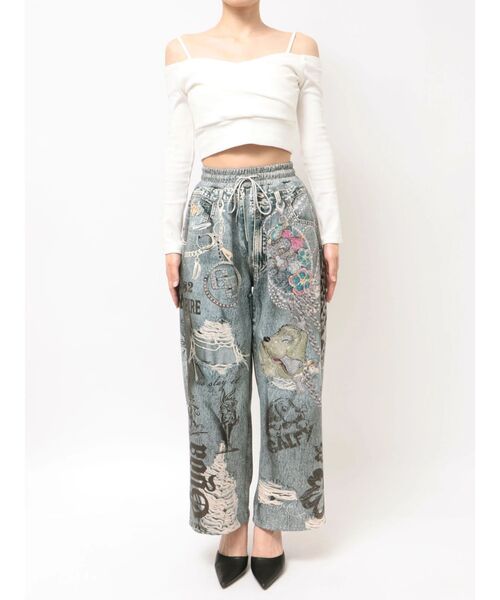 GYDA(ジェイダ)の「GYDA×GALFY GalDA graphic denim likeパンツ(その他パンツ・レディース・インディゴブルー・FREE)」の3枚目の写真