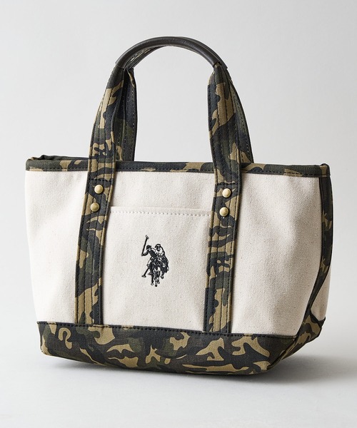 U.S. POLO ASSN.(ユーエスポロアッスン)の「【U.S. POLO ASSN./ユーエスポロアッスン】【不動の人気を誇るキャンバストートバッグ】リバイバルトート Sサイズ 綿100% ミニトート キャンバス ロゴトートバッグ 天ファスナー 内ポケット USPA-1862(トートバッグ・レディース・ブラウン/ホワイト/オフホワイト/ダークブルー/クリアブルー/グリーン/ブルー・FREE)」の4枚目の写真