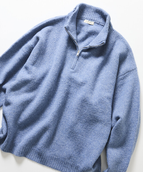 FREAK'S STORE（フリークスストア）の「限定展開 ウールブレンド ニット ハーフジップ プルオーバー（ニット/セーター・メンズ・サックスブルー/チャコールグレー/ベージュ/ブラック・LARGE/MEDIUM）」の4枚目の写真