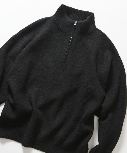 FREAK'S STORE（フリークスストア）の「限定展開 ウールブレンド ニット ハーフジップ プルオーバー（ニット/セーター・メンズ・サックスブルー/チャコールグレー/ベージュ/ブラック・LARGE/MEDIUM）」の2枚目の写真