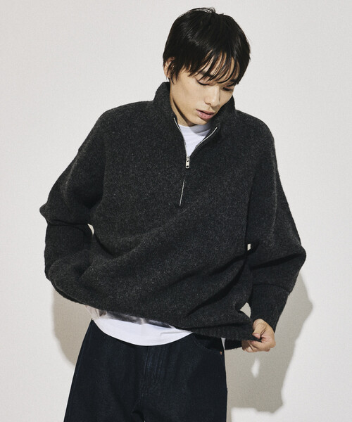 FREAK'S STORE（フリークスストア）の「限定展開 ウールブレンド ニット ハーフジップ プルオーバー（ニット/セーター・メンズ・サックスブルー/チャコールグレー/ベージュ/ブラック・LARGE/MEDIUM）」の13枚目の写真