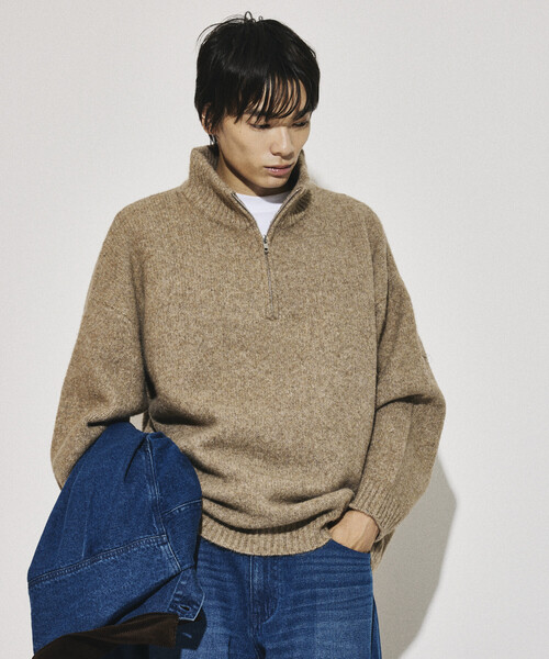 FREAK'S STORE（フリークスストア）の「限定展開 ウールブレンド ニット ハーフジップ プルオーバー（ニット/セーター・メンズ・サックスブルー/チャコールグレー/ベージュ/ブラック・LARGE/MEDIUM）」の7枚目の写真